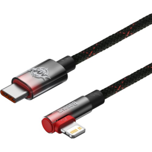 Дата кабель USB-C to Lightning 1.0m 20W 90° corner black/red Baseus (CAVP000220) Дата кабель USB-C to Lightning 1.0m 20W 90° corner black/red Baseus (CAVP000220)