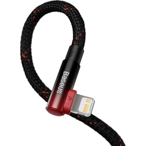 Дата кабель USB-C to Lightning 1.0m 20W 90° corner black/red Baseus (CAVP000220) Дата кабель USB-C to Lightning 1.0m 20W 90° corner black/red Baseus (CAVP000220)