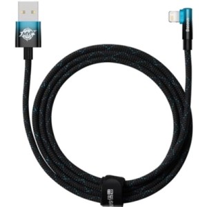 Дата кабель USB 2.0 AM to Lightning 2.0m 2.4A 90° corner black/blue Baseus (CAVP000121)