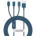 Дата кабель USB 2.0 AM to Lightning + Micro 5P + Type-C 1.5m 3.5A blue Baseus (CAMLTYS-03) Дата кабель USB 2.0 AM to Lightning + Micro 5P + Type-C 1.5m 3.5A blue Baseus (CAMLTYS-03)