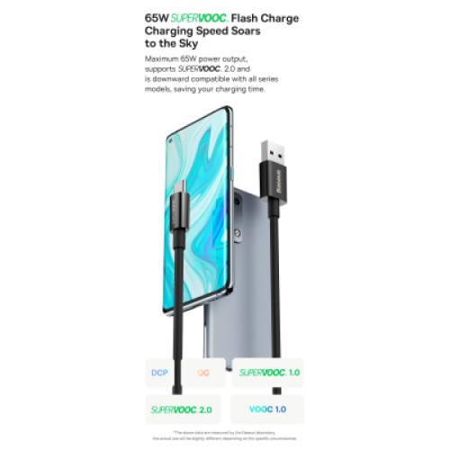 Дата кабель USB 2.0 AM to USB-C 2.0m 65W black Baseus (CAYS001001)