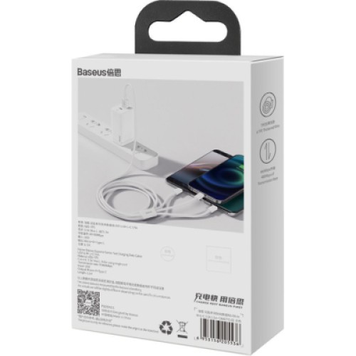 Дата кабель USB 2.0 AM to Lightning + Micro 5P + USB-C 1.5m 3.5A white Baseus (CAMLTYS-02) Дата кабель USB 2.0 AM to Lightning + Micro 5P + USB-C 1.5m 3.5A white Baseus (CAMLTYS-02)