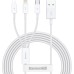 Дата кабель USB 2.0 AM to Lightning + Micro 5P + USB-C 1.5m 3.5A white Baseus (CAMLTYS-02) Дата кабель USB 2.0 AM to Lightning + Micro 5P + USB-C 1.5m 3.5A white Baseus (CAMLTYS-02)