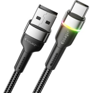 Дата кабель USB 2.0 AM to USB-C 0.5m 3A LED black Essager (EXCT-XCDB01)