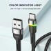 Дата кабель USB 2.0 AM to USB-C 0.5m 3A LED black Essager (EXCT-XCDB01)
