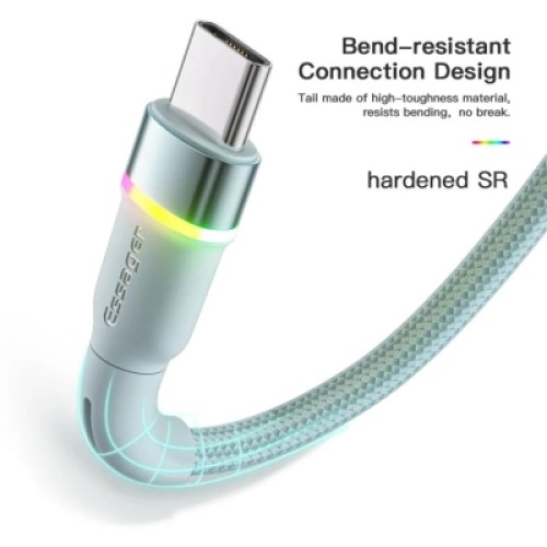 Дата кабель USB 2.0 AM to USB-C 1.0m 3A LED blue Essager (EXCT-XCD03)