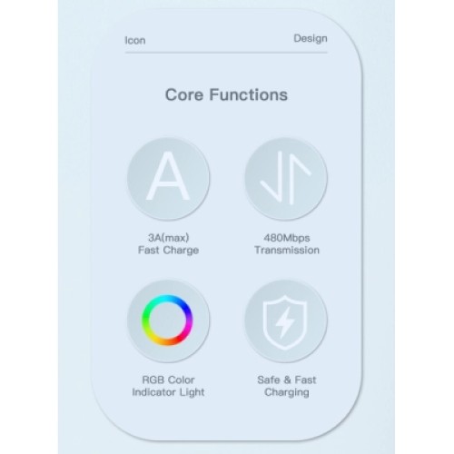 Дата кабель USB 2.0 AM to USB-C 1.0m 3A LED blue Essager (EXCT-XCD03)