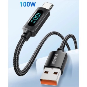 Дата кабель USB 2.0 AM to USB-C 2.0m 7A LED black Essager (EXCT-XYA01-P)