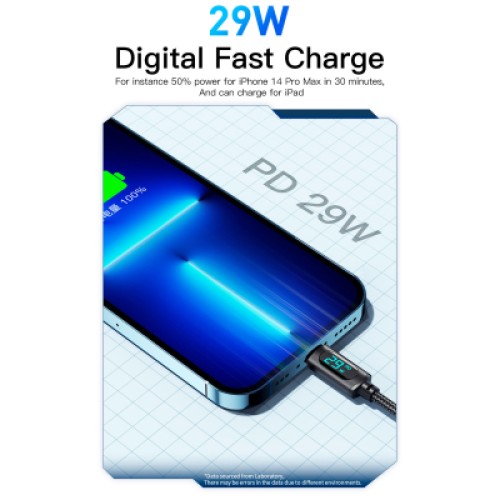 Дата кабель USB-C to Lightning 1.0m 29W LED black Essager (EXCTL-XY01-P) Дата кабель USB-C to Lightning 1.0m 29W LED black Essager (EXCTL-XY01-P)