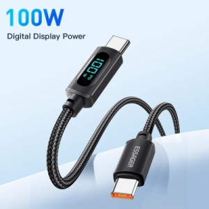 Дата кабель USB-C to USB-C 1.0m 100W LED black Essager (EXCTT1-XY01-P)