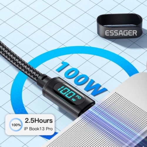 Дата кабель USB-C to USB-C 1.0m 100W LED black Essager (EXCTT1-XY01-P) Дата кабель USB-C to USB-C 1.0m 100W LED black Essager (EXCTT1-XY01-P)