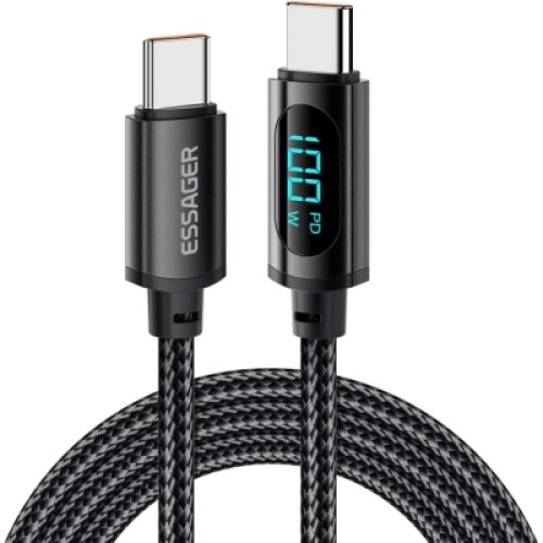 Дата кабель USB-C to USB-C 1.0m 100W LED black Essager (EXCTT1-XY01-P) Дата кабель USB-C to USB-C 1.0m 100W LED black Essager (EXCTT1-XY01-P)