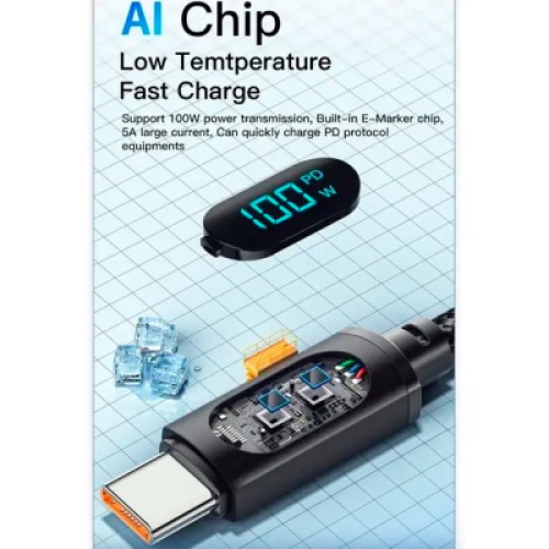 Дата кабель USB-C to USB-C 2.0m 100W LED black Essager (EXCTT1-XYA01-P)