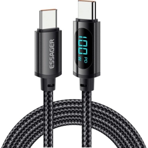 Дата кабель USB-C to USB-C 2.0m 100W LED black Essager (EXCTT1-XYA01-P)