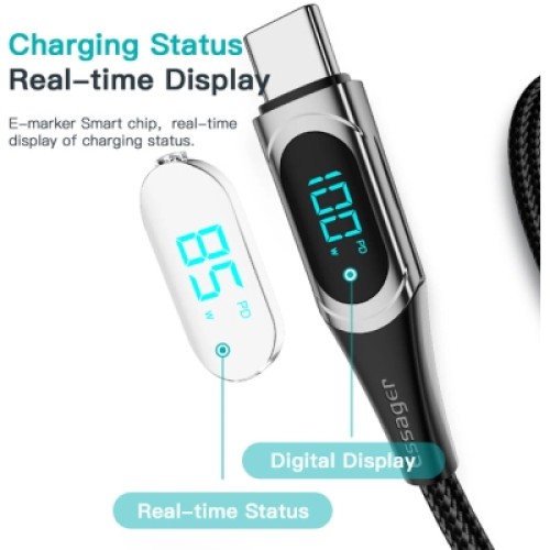 Дата кабель USB-C to USB-C 1.0m 100W Digital Display black Essager (ES-XCTT1-YD01) Дата кабель USB-C to USB-C 1.0m 100W Digital Display black Essager (ES-XCTT1-YD01)