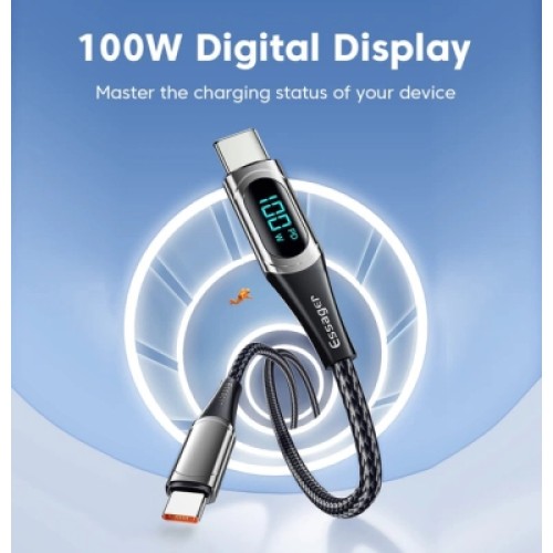Дата кабель USB-C to USB-C 1.0m 100W Digital Display black Essager (ES-XCTT1-YD01) Дата кабель USB-C to USB-C 1.0m 100W Digital Display black Essager (ES-XCTT1-YD01)