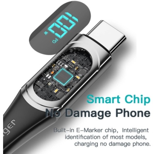 Дата кабель USB-C to USB-C 2.0m 100W Digital Display black Essager (ES-XCTT1-YDA01)