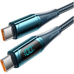 Дата кабель USB-C to USB-C 2.0m 100W Digital Display blue Essager (ES-XCTT1-YDA03)