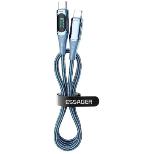 Дата кабель USB-C to USB-C 1.0m 100W Digital Display blue Essager (ES-XCTT1-YD03)