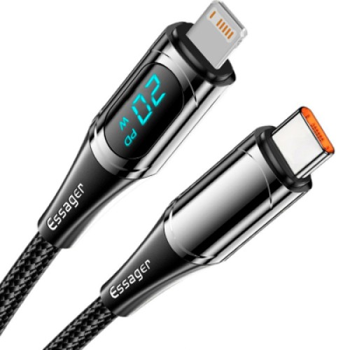 Дата кабель USB-C to Lightning 2.0m 20W Digital Display black Essager (EXCTL-YDA01) Дата кабель USB-C to Lightning 2.0m 20W Digital Display black Essager (EXCTL-YDA01)