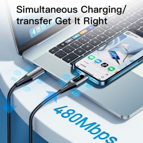 Дата кабель USB-C to Lightning 2.0m 20W Digital Display black Essager (EXCTL-YDA01) Дата кабель USB-C to Lightning 2.0m 20W Digital Display black Essager (EXCTL-YDA01)