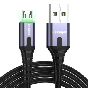 Дата кабель USB 2.0 AM to Micro 5P 2.0m 2.4A LED black Essager (EXCM-XGA0G) Дата кабель USB 2.0 AM to Micro 5P 2.0m 2.4A LED black Essager (EXCM-XGA0G)