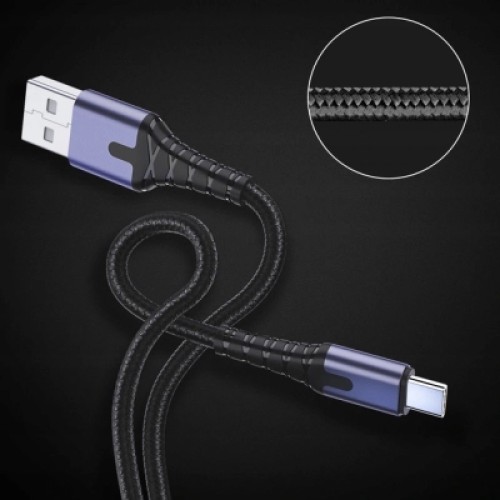 Дата кабель USB 2.0 AM to USB-C 2.0m 3A LED black Essager (EXCT-XGA0G)