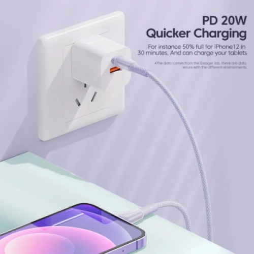 Дата кабель USB-C to Lightning 1.0m 3A purple Essager (EXCTL-CH05) Дата кабель USB-C to Lightning 1.0m 3A purple Essager (EXCTL-CH05)