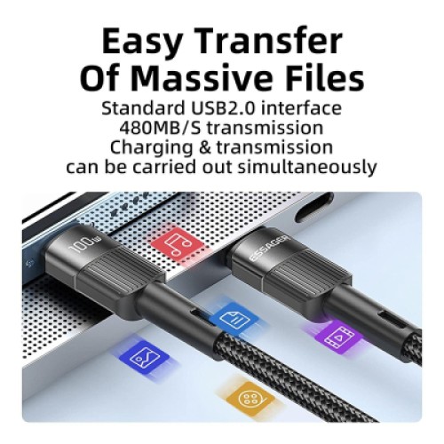 Дата кабель USB-C to USB-C 1.0m 100W black Essager (EXCTT1-XC01) Дата кабель USB-C to USB-C 1.0m 100W black Essager (EXCTT1-XC01)