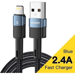 Дата кабель USB 2.0 AM to Lightning 2.0m 2.4A blue Essager (EXCL-XCA03)