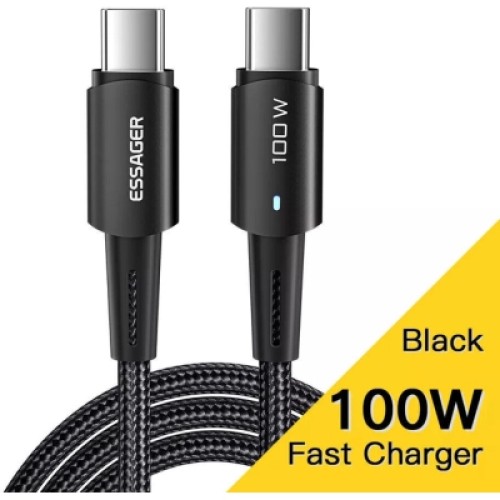 Дата кабель USB-C to USB-C 1.0m 100W black Essager (EXCTT1-CG01) Дата кабель USB-C to USB-C 1.0m 100W black Essager (EXCTT1-CG01)