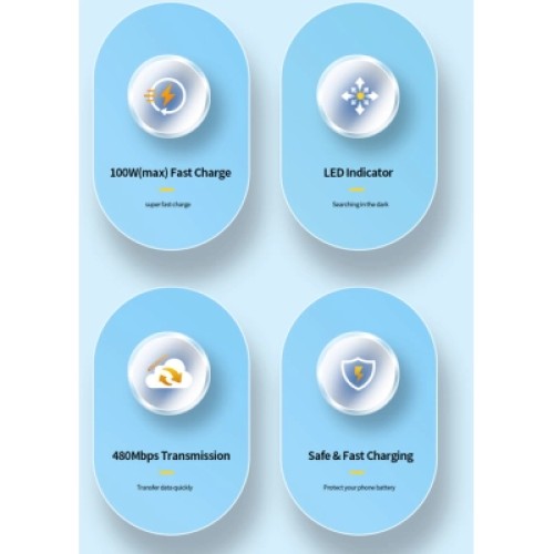 Дата кабель USB-C to USB-C 3.0m 100W black Essager (EXCTT1-CGC01)