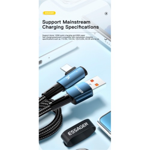 Дата кабель USB 2.0 AM to USB-C 1.0m 100W blue Essager (EXCWT7A-CG03-P) Дата кабель USB 2.0 AM to USB-C 1.0m 100W blue Essager (EXCWT7A-CG03-P)