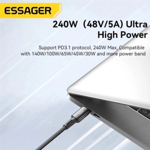 Дата кабель USB-C to USB-C 2.0m 240W Essager (EXCTT3-CGA0G-P)