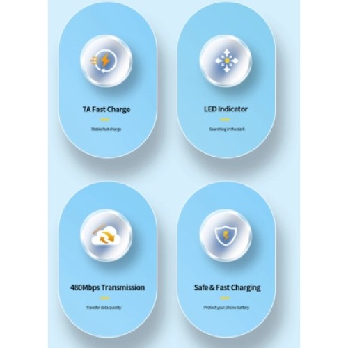 Дата кабель USB 2.0 AM to USB-C 2.0m 100W blue Essager (EXC7A-CGA03-P)