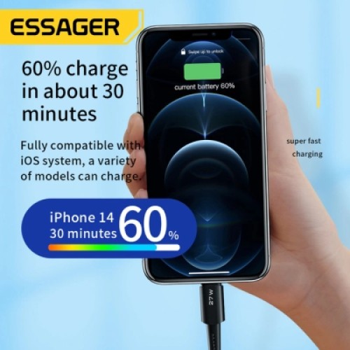 Дата кабель USB-C to Lightning 2.0m 20W black Essager (EXCTL-CGA01) Дата кабель USB-C to Lightning 2.0m 20W black Essager (EXCTL-CGA01)