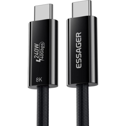 Дата кабель USB-C to USB-C 1.0m Thunderbolt 4 240W 8K60Hz black Essager (EXCTT4-PL01-P)