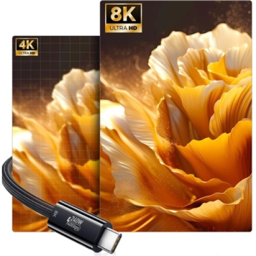 Дата кабель USB-C to USB-C 1.0m Thunderbolt 4 240W 8K60Hz black Essager (EXCTT4-PL01-P)