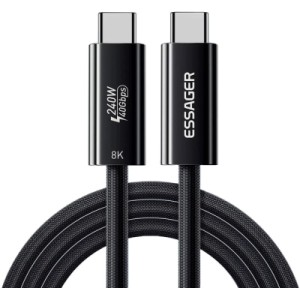 Дата кабель USB-C to USB-C 1.0m Thunderbolt 4 240W 8K60Hz black Essager (EXCTT4-PL01-P)