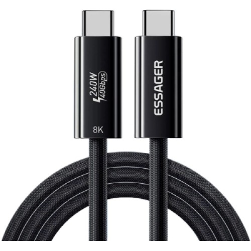 Дата кабель USB-C to USB-C 1.0m Thunderbolt 4 240W 8K60Hz black Essager (EXCTT4-PL01-P)