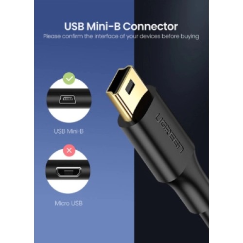 Дата кабель USB 2.0 AM to Mini 5P 1.0m US132 black Ugreen (10355)