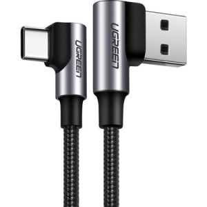 Дата кабель USB 2.0 AM to USB-C 0.5m 3A 90° corner US176 black Ugreen (20855)