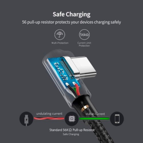 Дата кабель USB 2.0 AM to USB-C 3.0m 3A 90° corner US176 black Ugreen (70875) Дата кабель USB 2.0 AM to USB-C 3.0m 3A 90° corner US176 black Ugreen (70875)