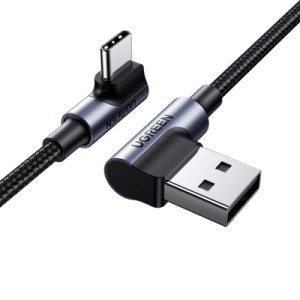 Дата кабель USB 2.0 AM to USB-C 3.0m 3A 90° corner US176 black Ugreen (70875)