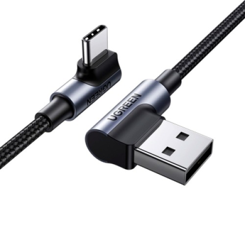 Дата кабель USB 2.0 AM to USB-C 3.0m 3A 90° corner US176 black Ugreen (70875) Дата кабель USB 2.0 AM to USB-C 3.0m 3A 90° corner US176 black Ugreen (70875)
