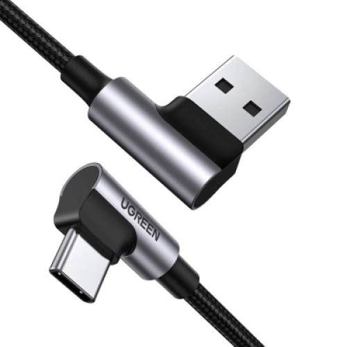 Дата кабель USB 2.0 AM to USB-C 3.0m 3A 90° corner US176 black Ugreen (70875) Дата кабель USB 2.0 AM to USB-C 3.0m 3A 90° corner US176 black Ugreen (70875)