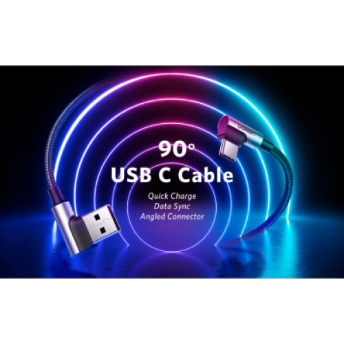 Дата кабель USB 2.0 AM to USB-C 3.0m 3A 90° corner US176 black Ugreen (70875) Дата кабель USB 2.0 AM to USB-C 3.0m 3A 90° corner US176 black Ugreen (70875)