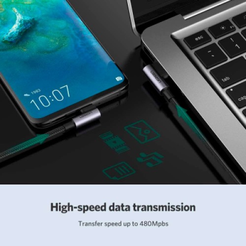 Дата кабель USB 2.0 AM to USB-C 3.0m 3A 90° corner US176 black Ugreen (70875) Дата кабель USB 2.0 AM to USB-C 3.0m 3A 90° corner US176 black Ugreen (70875)