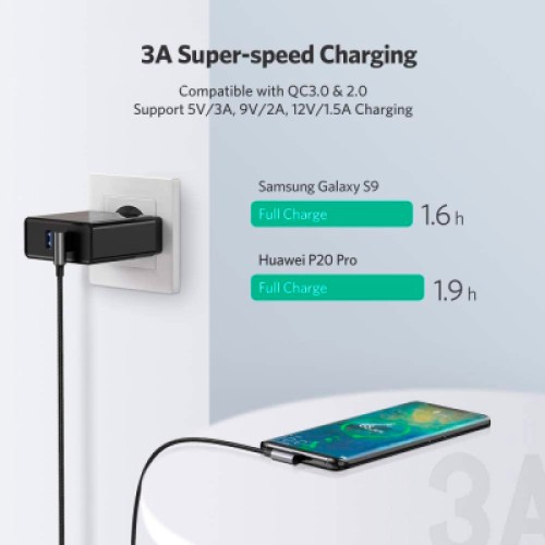 Дата кабель USB 2.0 AM to USB-C 3.0m 3A 90° corner US176 black Ugreen (70875) Дата кабель USB 2.0 AM to USB-C 3.0m 3A 90° corner US176 black Ugreen (70875)