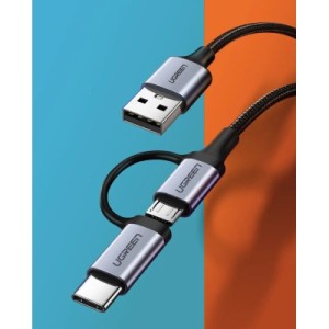Дата кабель USB 2.0 AM to USB-C + Micro 5P 1.0m 3A US177 black Ugreen (30875) Дата кабель USB 2.0 AM to USB-C + Micro 5P 1.0m 3A US177 black Ugreen (30875)